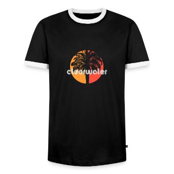 Clearwater Florida Artistic Vacation Souvenir - Men's Ringer Shirt - black/white - Front - AI Model Female 172 light (172cm) & AI Model Male 178 light (178cm)