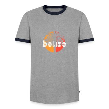 Belize Artistic Vacation Souvenir Palmier - T-shirt contrasté Homme - gris/marine  - Devant - AI Model Female 172 light (172cm) & AI Model Male 178 light (178cm)
