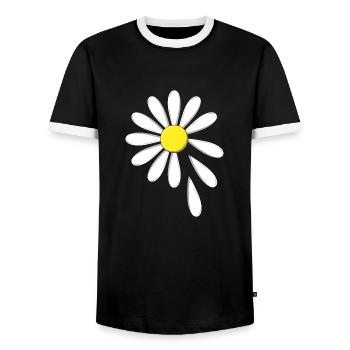 Marguerite - il m’aime, il ne m’aime pas - T-shirt contrasté Homme - noir/blanc - Devant - AI Model Female 172 light (172cm) & AI Model Male 178 light (178cm)