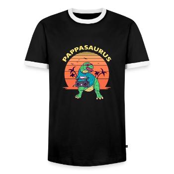 Papasaurus Vatertagsgeschenk Dinosaurier T-Rex Dino - Männer Kontrast-T-Shirt - Schwarz/Weiß - Vorne - AI Model Female 172 light (172cm) & AI Model Male 178 light (178cm)