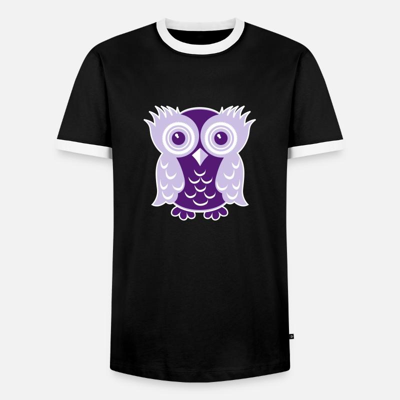 Owl Eule - Männer Kontrast-T-Shirt - Schwarz/Weiß