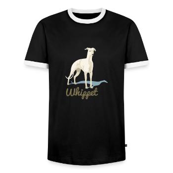 Whippet - Männer Kontrast-T-Shirt - Schwarz/Weiß - Vorne - AI Model Female 172 light (172cm) & AI Model Male 178 light (178cm)