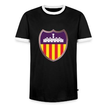 Mallorca (Wappen) - Männer Kontrast-T-Shirt - Schwarz/Weiß - Vorne - AI Model Female 172 light (172cm) & AI Model Male 178 light (178cm)
