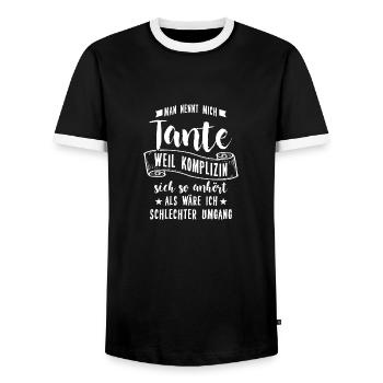 Man nennt mich Tante Geschenk - Männer Kontrast-T-Shirt - Schwarz/Weiß - Vorne - AI Model Female 172 light (172cm) & AI Model Male 178 light (178cm)