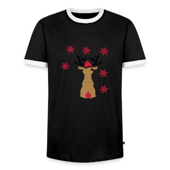 elch - Männer Kontrast-T-Shirt - Schwarz/Weiß - Vorne - AI Model Female 172 light (172cm) & AI Model Male 178 light (178cm)