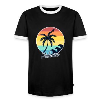 Vietnam - Männer Kontrast-T-Shirt - Schwarz/Weiß - Vorne - AI Model Female 172 light (172cm) & AI Model Male 178 light (178cm)