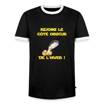 Logo Raclette - Männer Kontrast-T-Shirt - Schwarz/Weiß - Vorne - AI Model Female 172 light (172cm) & AI Model Male 178 light (178cm)