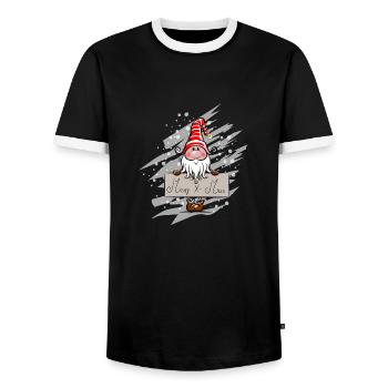 Weihnachtsmann Wichtel 1 - Männer Kontrast-T-Shirt - Schwarz/Weiß - Vorne - AI Model Female 172 light (172cm) & AI Model Male 178 light (178cm)