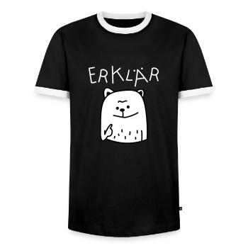 Erklär Bär (b) - Männer Kontrast-T-Shirt - Schwarz/Weiß - Vorne - AI Model Female 172 light (172cm) & AI Model Male 178 light (178cm)