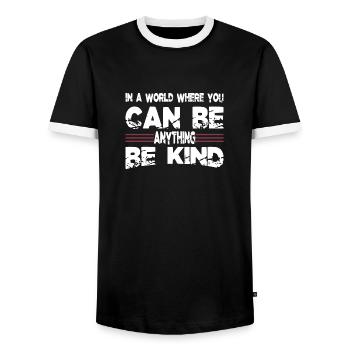 cool statement quote present humor - Men's Ringer Shirt - black/white - Front - AI Model Female 172 light (172cm) & AI Model Male 178 light (178cm)