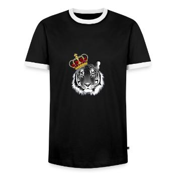 Tigre cool avec une couronne - T-shirt contrasté Homme - noir/blanc - Devant - AI Model Female 172 light (172cm) & AI Model Male 178 light (178cm)