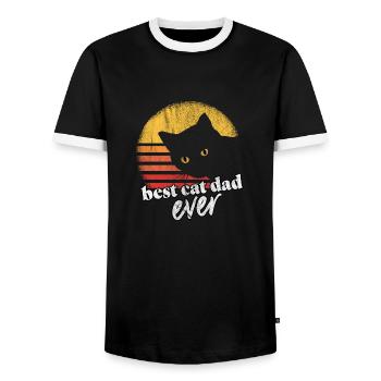 Cat dad Best cat dad ever cat - Men's Ringer Shirt - black/white - Front - AI Model Female 172 light (172cm) & AI Model Male 178 light (178cm)