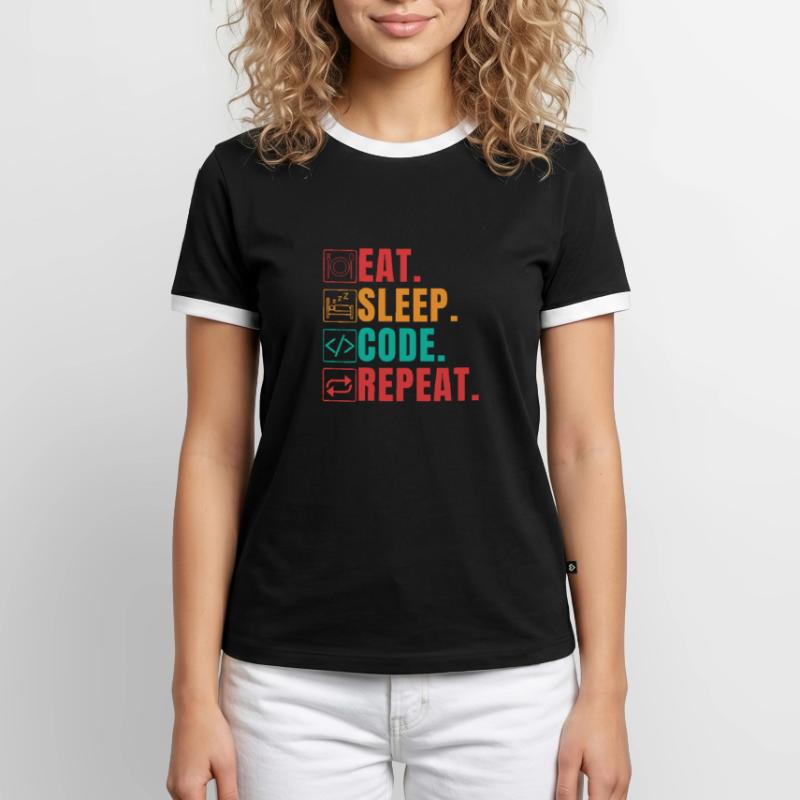 EAT SLEEP CODE REPEAT - CODEUR DRÔLE T-shirt contrasté Homme