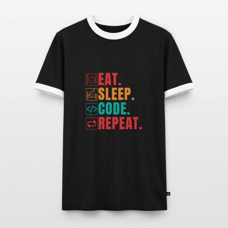 EAT SLEEP CODE REPEAT - CODEUR DRÔLE T-shirt contrasté Homme