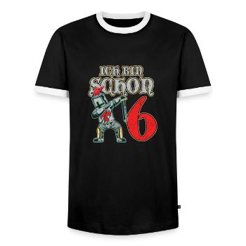 Ritter Geburtstag ich bin schon 6 Geburtstagsshirt - Männer Kontrast-T-Shirt - Schwarz/Weiß - Vorne - AI Model Female 172 light (172cm) & AI Model Male 178 light (178cm)