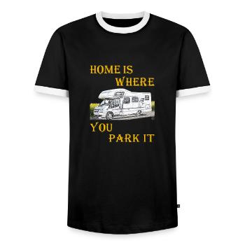 Home is where you park it 2 - T-shirt contrasté Homme - noir/blanc - Devant - AI Model Female 172 light (172cm) & AI Model Male 178 light (178cm)