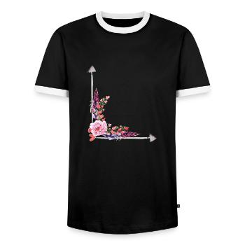 Flowers - Men's Ringer Shirt - black/white - Front - AI Model Female 172 light (172cm) & AI Model Male 178 light (178cm)