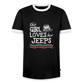 Cette fille aime ses jeeps - T-shirt contrasté Homme - noir/blanc - Devant - AI Model Female 172 light (172cm) & AI Model Male 178 light (178cm)