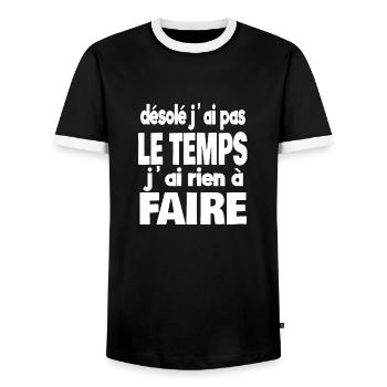 désolé j'ai pas le temps j'ai rien à faire - T-shirt contrasté Homme - noir/blanc - Devant - AI Model Female 172 light (172cm) & AI Model Male 178 light (178cm)