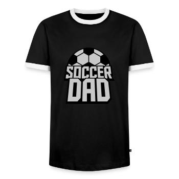 Sport Logo Soccer Dad - Männer Kontrast-T-Shirt - Schwarz/Weiß - Vorne - AI Model Female 172 light (172cm) & AI Model Male 178 light (178cm)