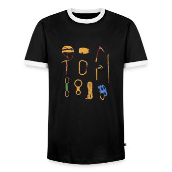 Mountain Climbing Bouldering - Men's Ringer Shirt - black/white - Front - AI Model Female 172 light (172cm) & AI Model Male 178 light (178cm)
