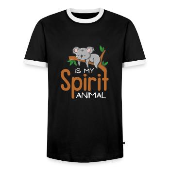 The koala is my spiritual animal - Men's Ringer Shirt - black/white - Front - AI Model Female 172 light (172cm) & AI Model Male 178 light (178cm)