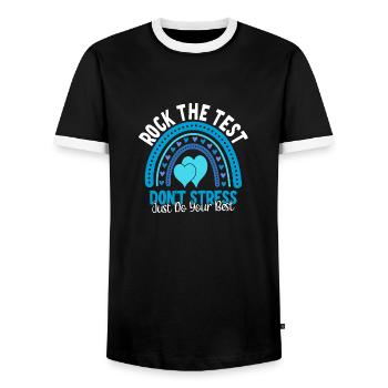 Faire basculer le test - T-shirt contrasté Homme - noir/blanc - Devant - AI Model Female 172 light (172cm) & AI Model Male 178 light (178cm)