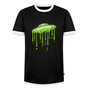 Mystery UFO Graffiti Drops - T-shirt contrasté Homme - noir/blanc - Devant - AI Model Female 172 light (172cm) & AI Model Male 178 light (178cm)