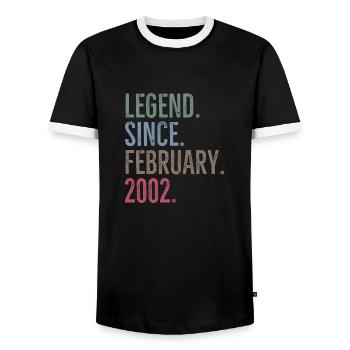 Legend Since February 2002 - Men's Ringer Shirt - black/white - Front - AI Model Female 172 light (172cm) & AI Model Male 178 light (178cm)