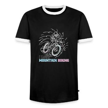 J’adore le VTT - T-shirt contrasté Homme - noir/blanc - Devant - AI Model Female 172 light (172cm) & AI Model Male 178 light (178cm)