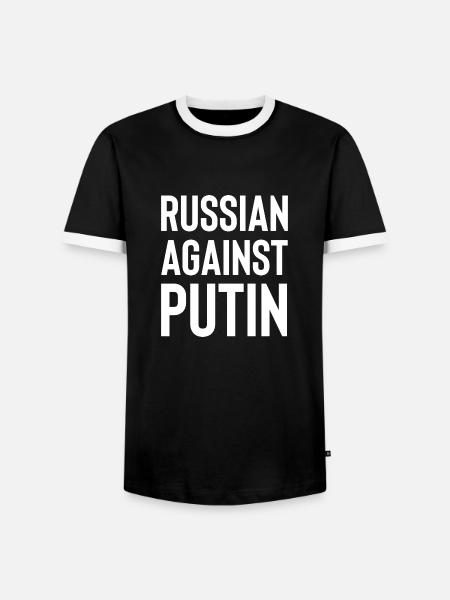Russian against Putin white - Men's Ringer Shirt - black/white
