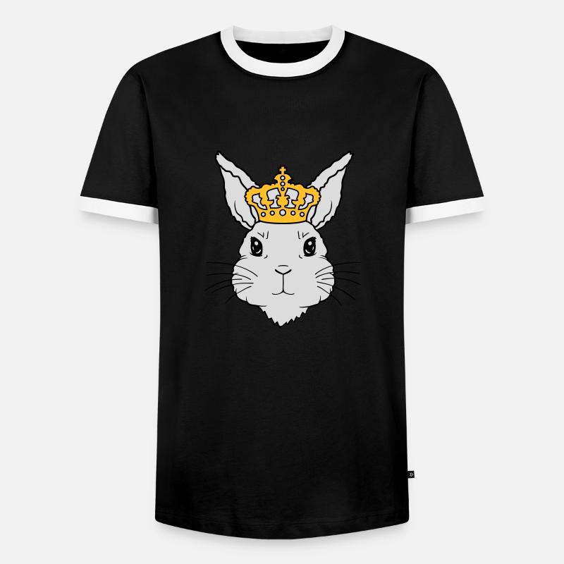 King Rabbit Crown Face - Men's Ringer Shirt - black/white