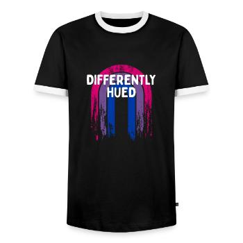 Differently Hued Bisexual LGBTQ Bi Pride - Männer Kontrast-T-Shirt - Schwarz/Weiß - Vorne - AI Model Female 172 light (172cm) & AI Model Male 178 light (178cm)
