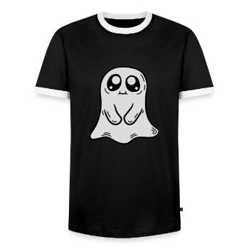 Little sweet ghost comic - Men's Ringer Shirt - black/white - Front - AI Model Female 172 light (172cm) & AI Model Male 178 light (178cm)