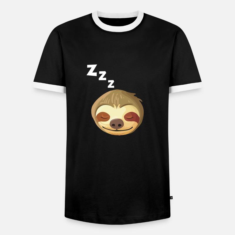 Sleeping Sloth Face - Men's Ringer Shirt - black/white