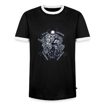 Partner look Until our last moment - Men's Ringer Shirt - black/white - Front - AI Model Female 172 light (172cm) & AI Model Male 178 light (178cm)