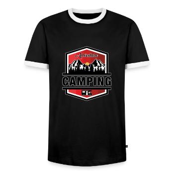 Camping - Männer Kontrast-T-Shirt - Schwarz/Weiß - Vorne - AI Model Female 172 light (172cm) & AI Model Male 178 light (178cm)