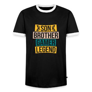 son brother gamer legend - Männer Kontrast-T-Shirt - Schwarz/Weiß - Vorne - AI Model Female 172 light (172cm) & AI Model Male 178 light (178cm)
