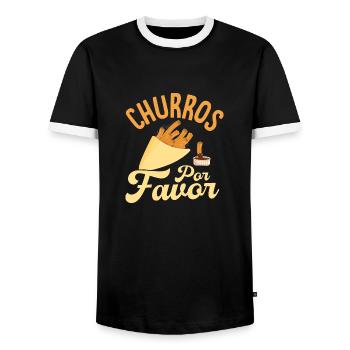 Curros por Favor Pâtisserie latine Dessert - T-shirt contrasté Homme - noir/blanc - Devant - AI Model Female 172 light (172cm) & AI Model Male 178 light (178cm)