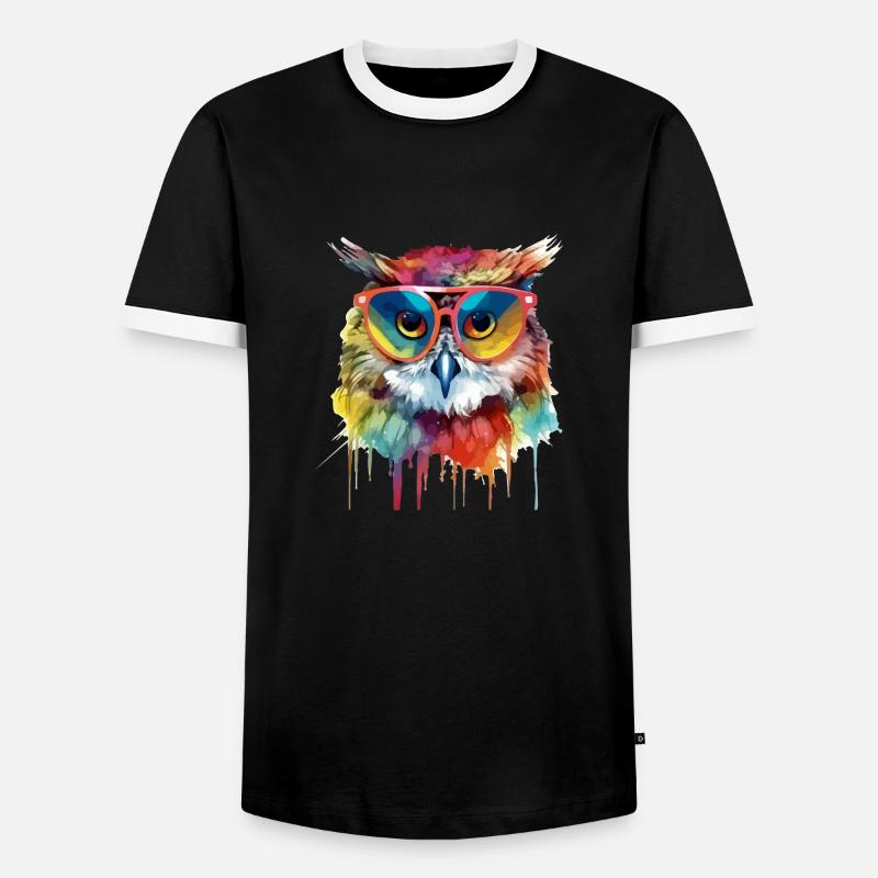 Hacko die Eule - Männer Kontrast-T-Shirt - Schwarz/Weiß