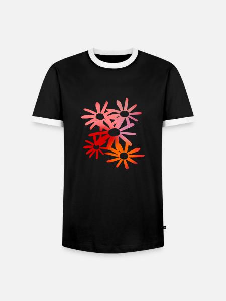 Bunte Blumen - Männer Kontrast-T-Shirt - Schwarz/Weiß