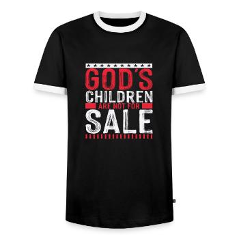 God´s Children are not for Sale - Männer Kontrast-T-Shirt - Schwarz/Weiß - Vorne - AI Model Female 172 light (172cm) & AI Model Male 178 light (178cm)
