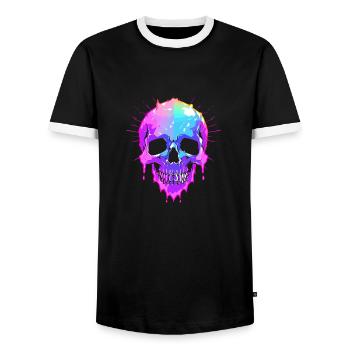 Skull colored - Men's Ringer Shirt - black/white - Front - AI Model Female 172 light (172cm) & AI Model Male 178 light (178cm)