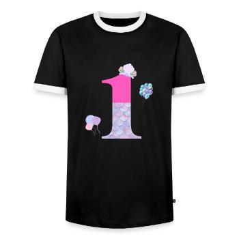 1e anniversaire sirène - T-shirt contrasté Homme - noir/blanc - Devant - AI Model Female 172 light (172cm) & AI Model Male 178 light (178cm)