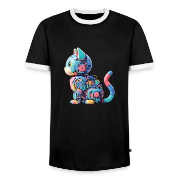 Chat Robot Abstrait Coloré - T-shirt contrasté Homme - noir/blanc - Devant - AI Model Female 172 light (172cm) & AI Model Male 178 light (178cm)