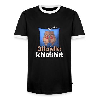 Offizielles Schlafshirt mit Ottern - Männer Kontrast-T-Shirt - Schwarz/Weiß - Vorne - AI Model Female 172 light (172cm) & AI Model Male 178 light (178cm)