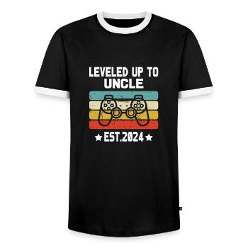 leveled up to uncle Est 2024 Level First Time - T-shirt contrasté Homme - noir/blanc - Devant - AI Model Female 172 light (172cm) & AI Model Male 178 light (178cm)