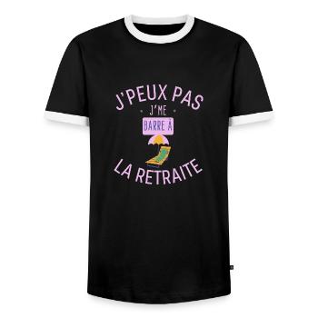 J peux pas j me barre à la retraite - T-shirt contrasté Homme - noir/blanc - Devant - AI Model Female 172 light (172cm) & AI Model Male 178 light (178cm)