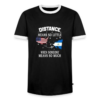 Distanz bedeutet so wenig, wenn jemand viel bedeutet - Männer Kontrast-T-Shirt - Schwarz/Weiß - Vorne - AI Model Female 172 light (172cm) & AI Model Male 178 light (178cm)