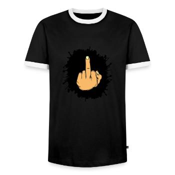 Doigt d’honneur éclaboussé - T-shirt contrasté Homme - noir/blanc - Devant - AI Model Female 172 light (172cm) & AI Model Male 178 light (178cm)